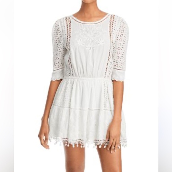 LoveShackFancy Novalie Floral Eyelet Lace Mini Dress Size Medium NEW - Picture 7 of 12